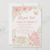 Whimsical Tea Party verjaardagsuitnodiging voor ki Kaart (Voorkant)
