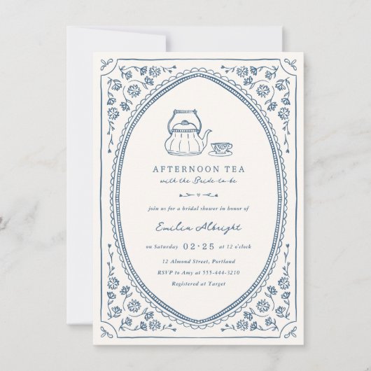 Whimsical  Tea Party Vrijgezellenfeest Kaart (Voorkant)