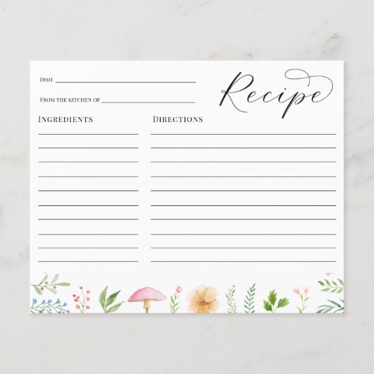 Whimsical Tea Party Vrijgezellenfeest Recipcard (Voorkant)