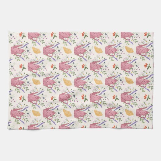 Whimsical Tea Time Doodle Kitchen Towel  Theedoek (Horizontaal)