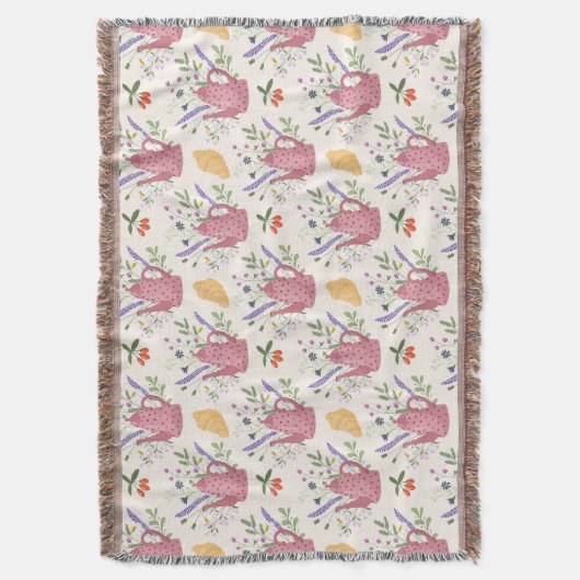 Whimsical Tea Time Doodle Throw Blanket Deken (Voorkant Verticaal)