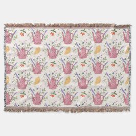 Whimsical Tea Time Doodle Throw Blanket Deken