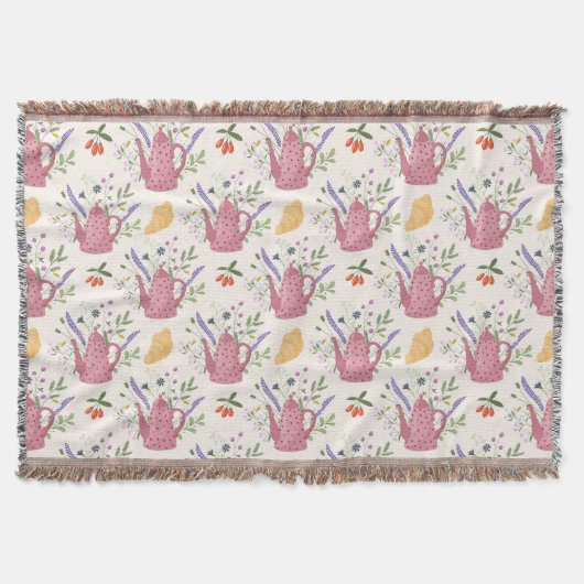 Whimsical Tea Time Doodle Throw Blanket Deken (Voorkant)