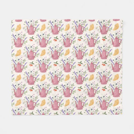 Whimsical Tea Time Doodle Throw Blanket Fleece Deken (Voorkant (Horizontaal))
