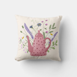 Whimsical Tea Time Doodle Throw Pillow Kussen