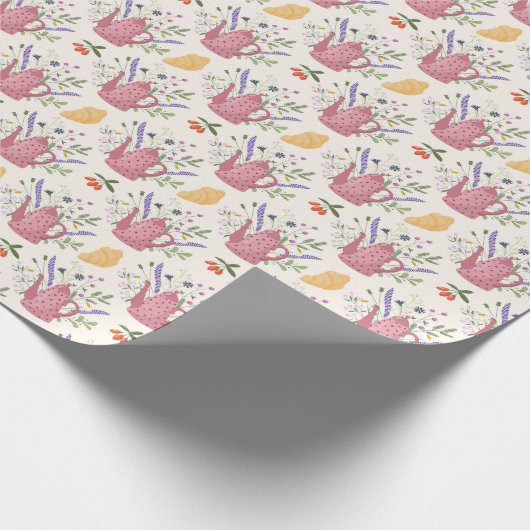 Whimsical Tea Time Doodle Wrapping Paper Cadeaupapier (Hoek)