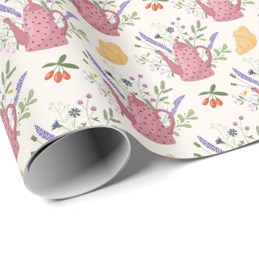 Whimsical Tea Time Doodle Wrapping Paper Cadeaupapier (Rol Hoek)
