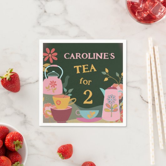 Whimsical Tea voor twee 2e verjaardag Servet (Insitu)