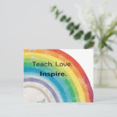 Whimsical Teach Love Inspireren Rainbow Teacher Briefkaart (Staand voorkant)