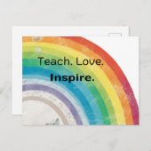 Whimsical Teach Love Inspireren Rainbow Teacher Briefkaart (Voorkant / Achterkant)