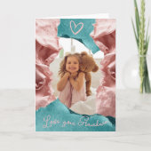 Whimsical Teal & Blush Gescheurde Papier Erfstuk L Kaart (Voorkant)