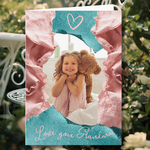 Whimsical Teal & Blush Gescheurde Papier Erfstuk L Kaart