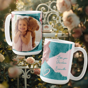 Whimsical Teal & Blush Gescheurde Papier Erfstuk L Koffiemok