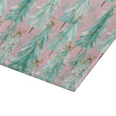 Whimsical Teal Kerstbomen op Roze Snijplank (Hoek)