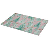 Whimsical Teal Kerstbomen op Roze Snijplank (Hoek)