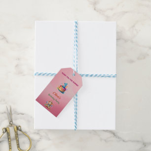 Whimsical Teddy Bear 1st Birthday Gift Label Cadeaulabel