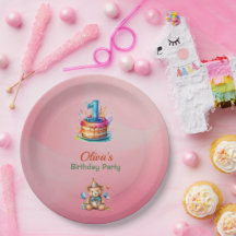 Whimsical Teddy Bear 1st Birthday Paper Borden