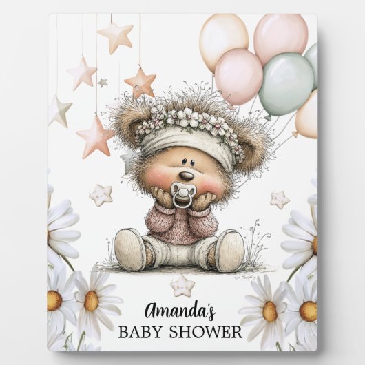 Whimsical Teddy Bear Baby Shower  Fotoplaat (Voorkant)