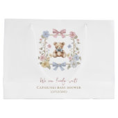 Whimsical Teddy Bear Baby Shower Gift Carrier Groot Cadeauzakje (Achterkant)