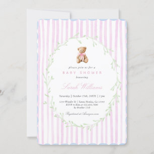 Whimsical Teddy Bear Baby shower Girl Kaart