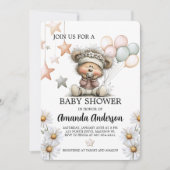 Whimsical Teddy Bear Baby Shower Invitation Feestdagenkaart (Voorkant)
