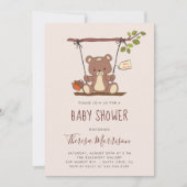 Whimsical Teddy Bear Baby shower Invitation Kaart (Voorkant)