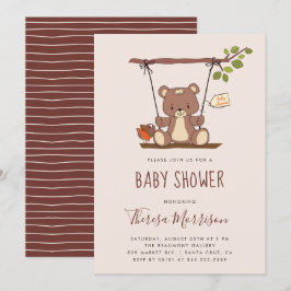 Whimsical Teddy Bear Baby shower Invitation Kaart