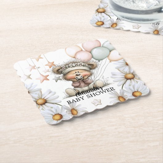 Whimsical Teddy Bear Baby Shower  Kartonnen Onderzetters (Gebogen)