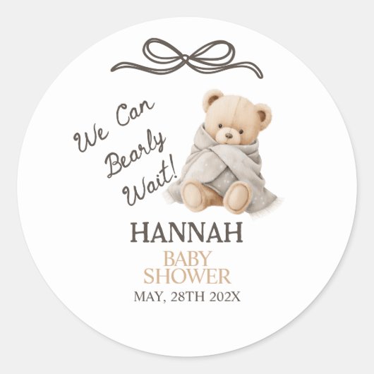 Whimsical Teddy Bear Baby Shower Ronde Sticker (Voorkant)