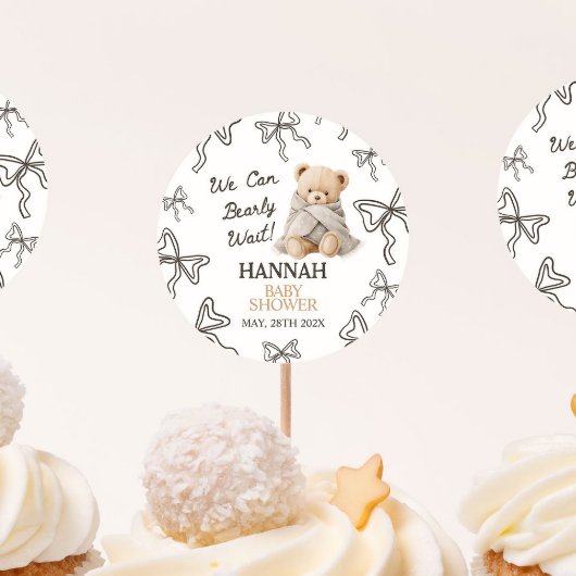 Whimsical Teddy Bear Baby Shower Ronde Sticker
