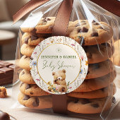 Whimsical Teddy Bear Floral Baby shower Favoriet Ronde Sticker