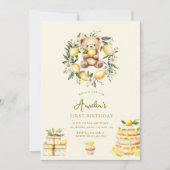 Whimsical Teddy Bear Lemon first birthday Kaart (Voorkant)