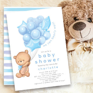 Whimsical Teddy Boys Baby shower Uitnodiging
