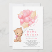 Whimsical Teddy Meisjes Baby shower Uitnodiging (Voorkant)