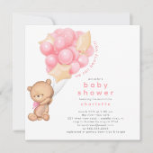 Whimsical Teddy Meisjes Baby shower Uitnodiging (Voorkant)