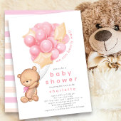 Whimsical Teddy Meisjes Baby shower Uitnodiging