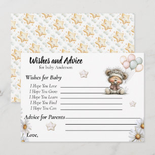 Whimsical Teddydrager Baby Shower Ontwerp Informatiekaartje
