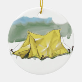 Whimsical Tent Illustration kerstversiering Keramisch Ornament