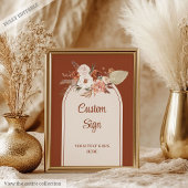 Whimsical Terracotta Pampas Sage Boho Arch Custom Poster