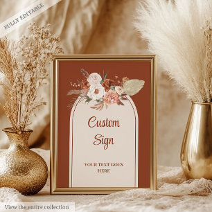 Whimsical Terracotta Pampas Salie Boho Boog Aangep Poster