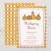 Whimsical Thanksgiving Dinner Invitation Kaart (Voorkant / Achterkant)