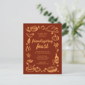 Whimsical Thanksgiving Friendsgiving Dinner Custom Briefkaart (Staand voorkant)