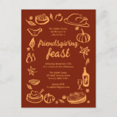 Whimsical Thanksgiving Friendsgiving Dinner Custom Briefkaart (Voorkant)