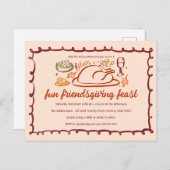 Whimsical Thanksgiving Friendsgiving Dinner Custom Briefkaart (Voorkant / Achterkant)