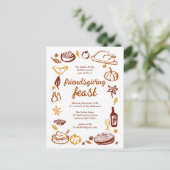 Whimsical Thanksgiving Friendsgiving Dinner Custom Briefkaart (Staand voorkant)