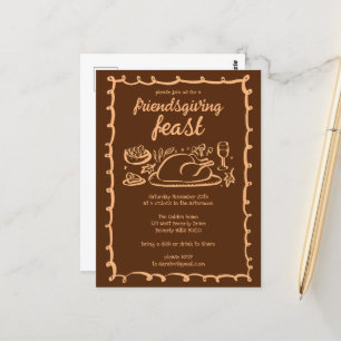Whimsical Thanksgiving Friendsgiving Dinner Custom Briefkaart
