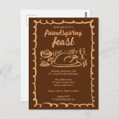 Whimsical Thanksgiving Friendsgiving Dinner Custom Briefkaart (Voorkant / Achterkant)