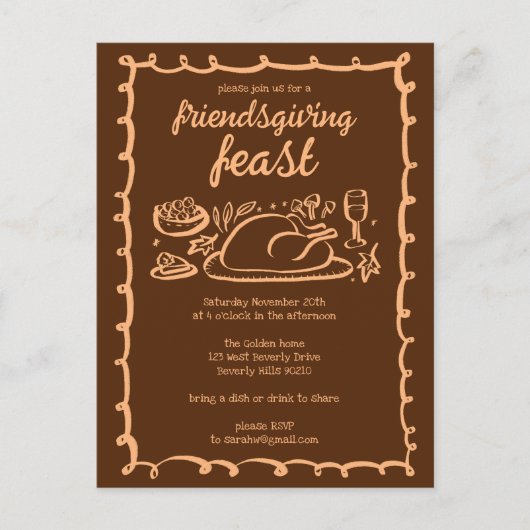 Whimsical Thanksgiving Friendsgiving Dinner Custom Briefkaart (Voorkant)