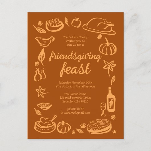 Whimsical Thanksgiving Friendsgiving Dinner Custom Briefkaart (Voorkant)