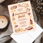 Whimsical Thanksgiving Friendsgiving Dinner Custom Briefkaart